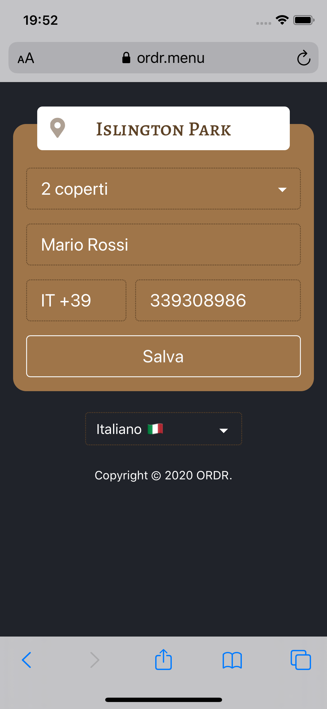 ORDR restaurant queuing